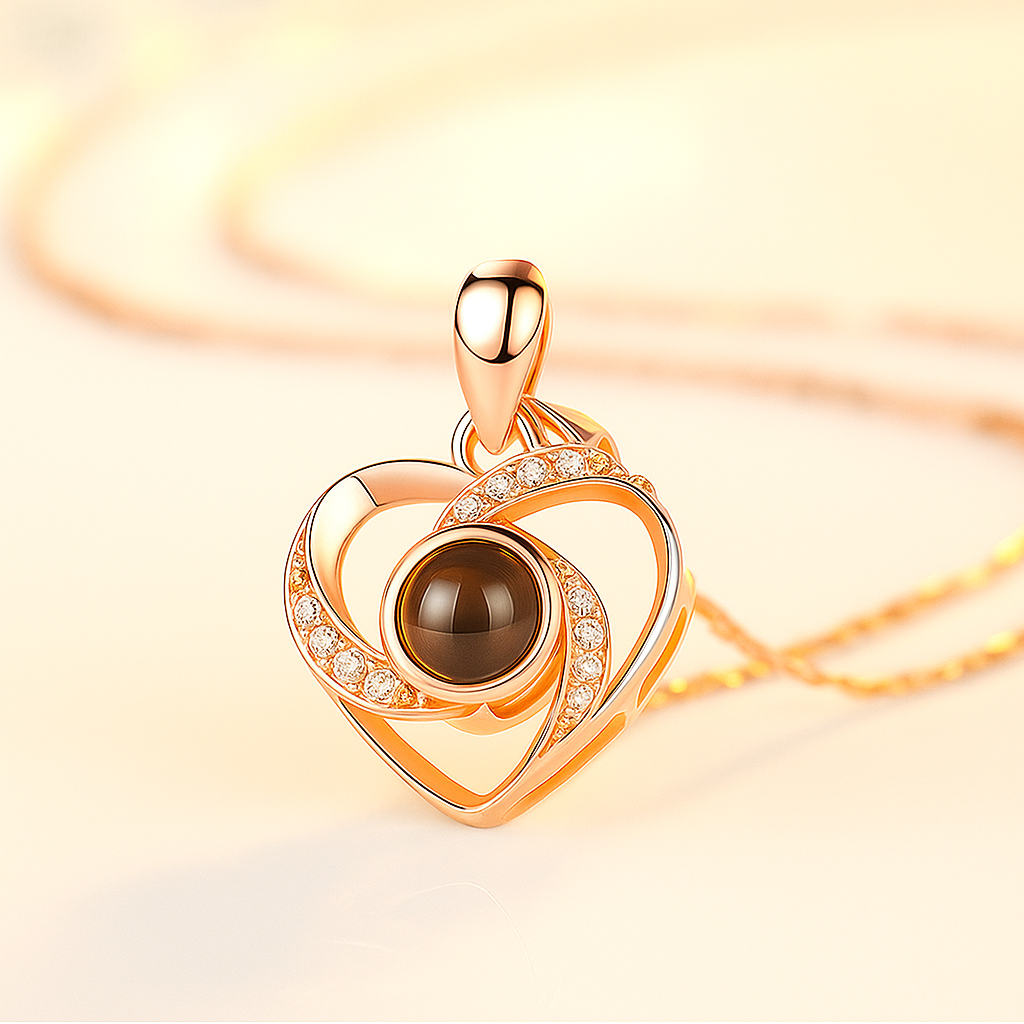 Personalisierbare Herz Kette mit Diamanten
