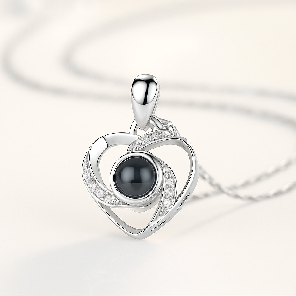 Personalisierbare Herz Kette mit Diamanten